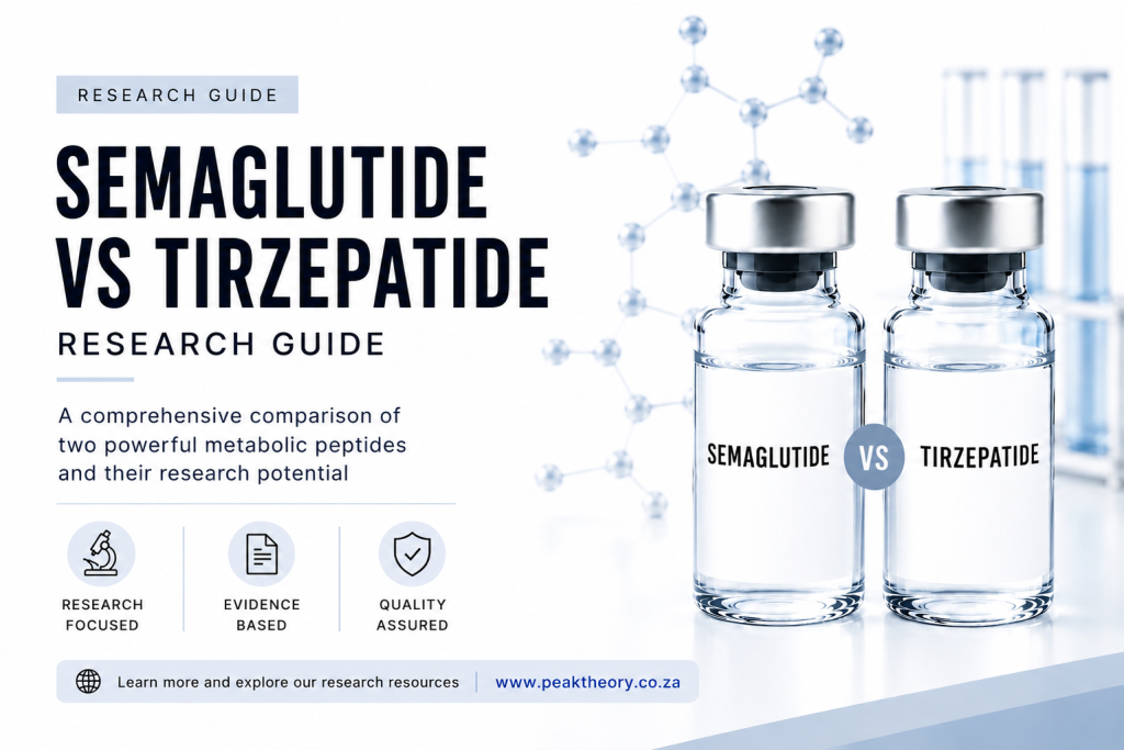Semaglutide vs tirzepatide research guide comparing GLP 1 related metabolic peptide pathways and obesity research science